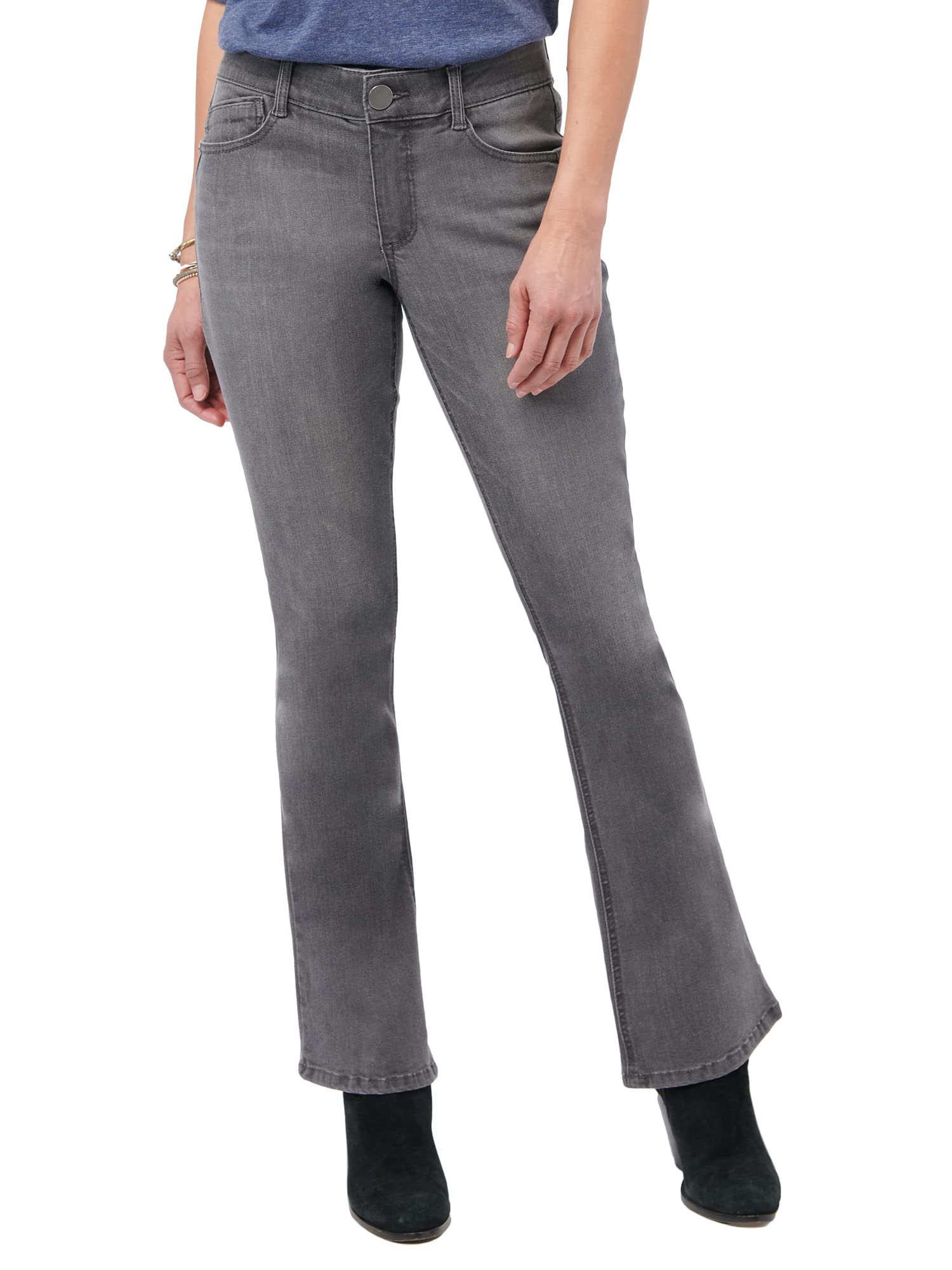 Democracy Women's Petite Plus Size Ab Solution Itty Bitty Boot Jean - High Waist Slimming Stretch Denim Pants for Curvy Women | Perfect for Casual Wear, Office & Date Night