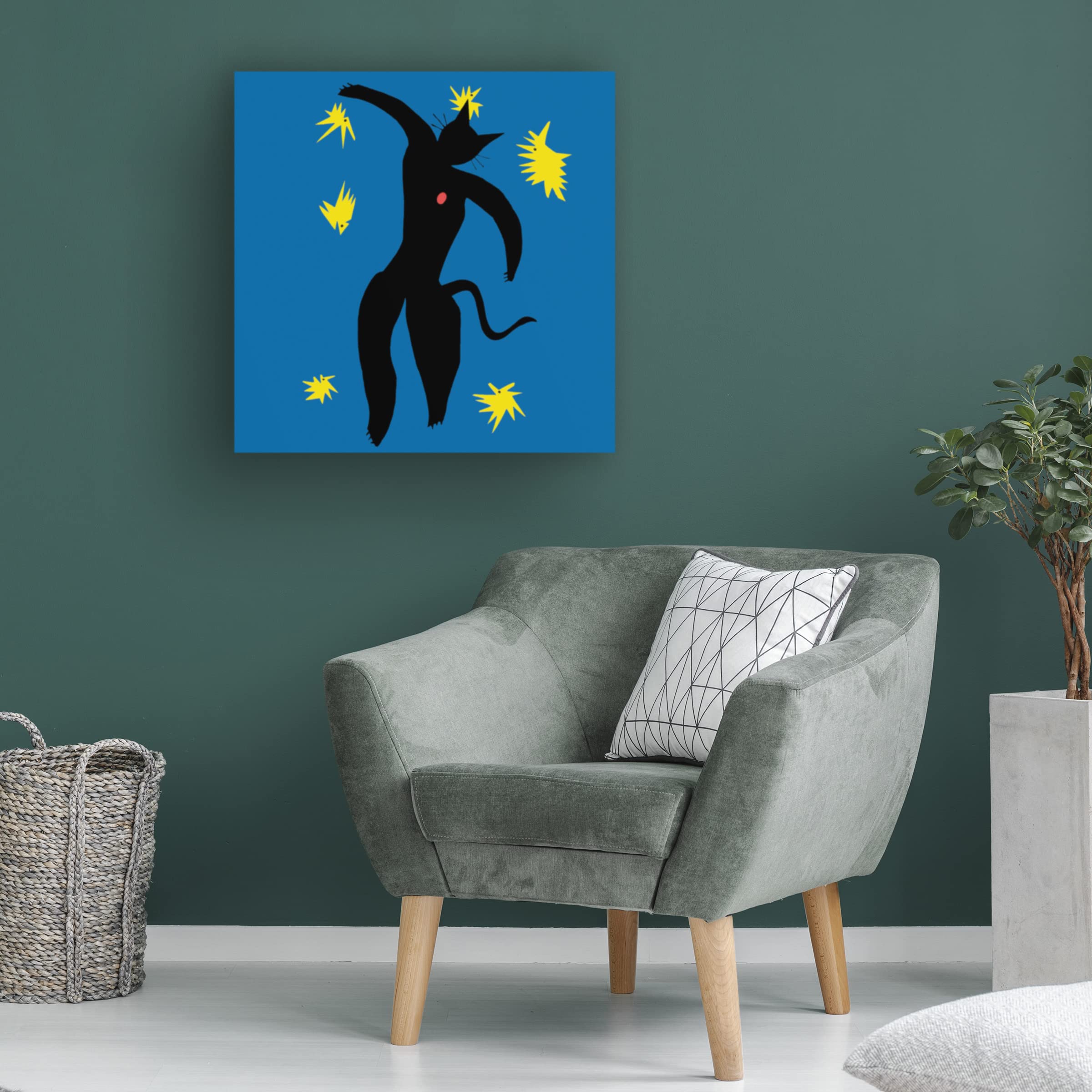 Trademark Fine Art 'Matisse Cat' Canvas Wall Art Print by Chameleon Design - Modern Home Decor for Living Room, Bedroom & Office