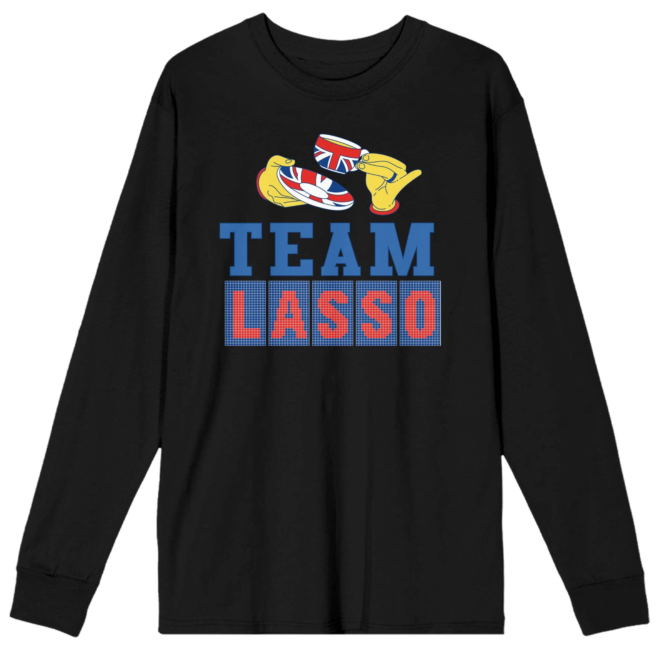 Bioworld Ted Lasso Team Lasso Coffee Cup and Saucer Set with Men's Black Long Sleeve Shirt - Perfect Gift for Soccer Fans, Office Use & TV Show Merchandise Collectors