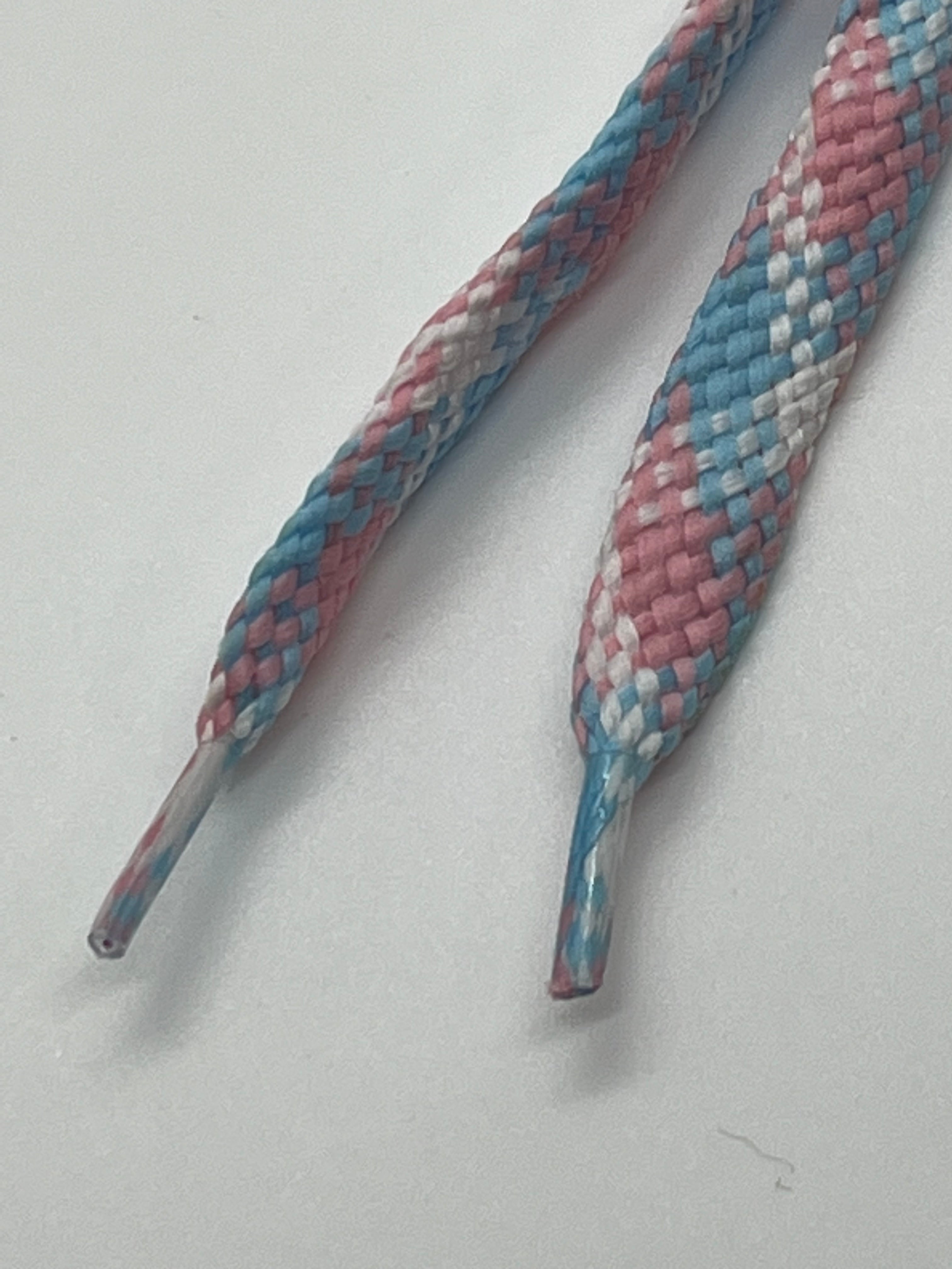 Flat Plaid Shoelaces for Sneakers & Shoes - Pink, Light Blue & White - Perfect for Casual, Athletic & Fashion Footwear