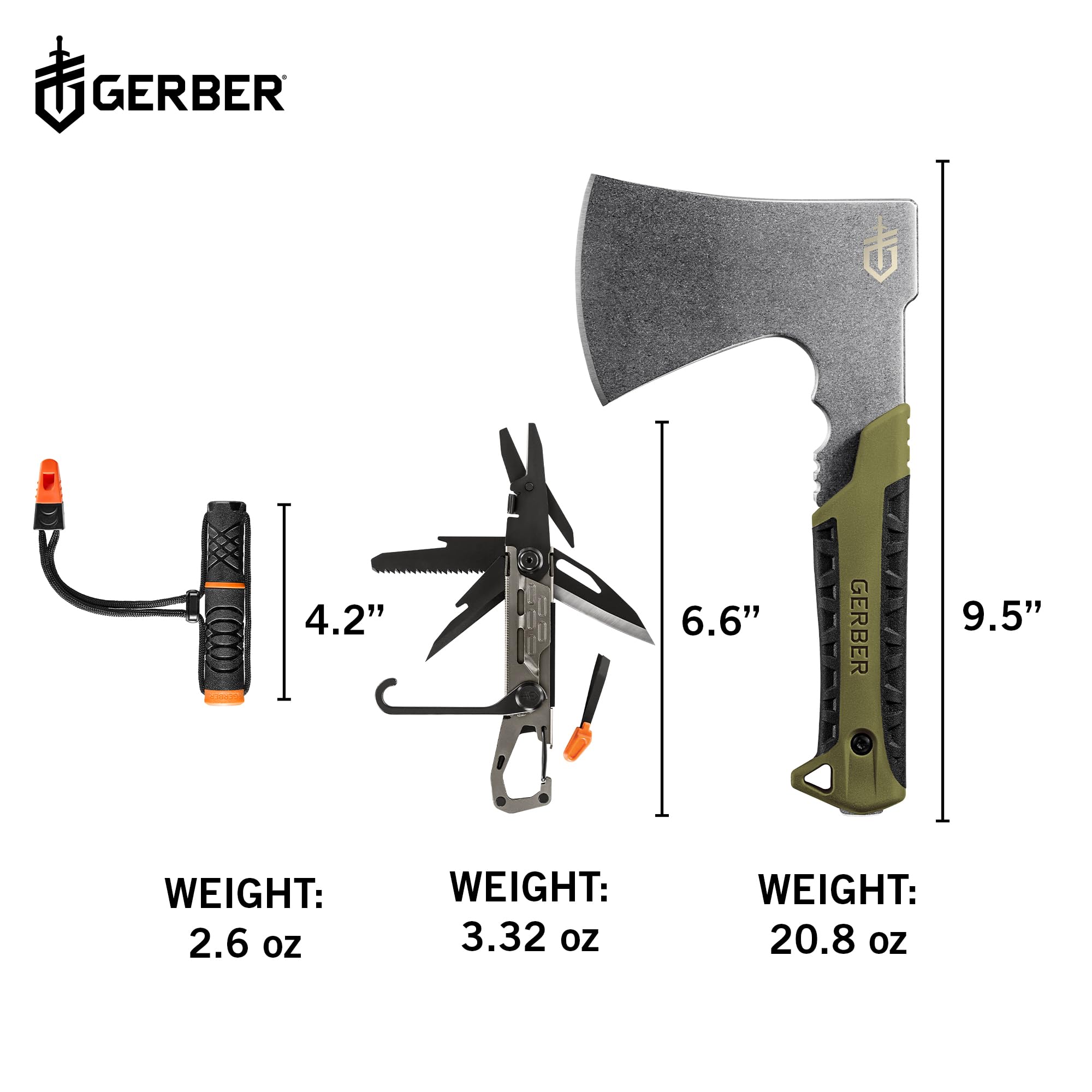 Gerber Gear Camp Setup Kit - Pack Hatchet, Fire Starter & Stake-Out Multitool - Premium Outdoor Camping Equipment for Hiking, Backpacking & Survival Adventures