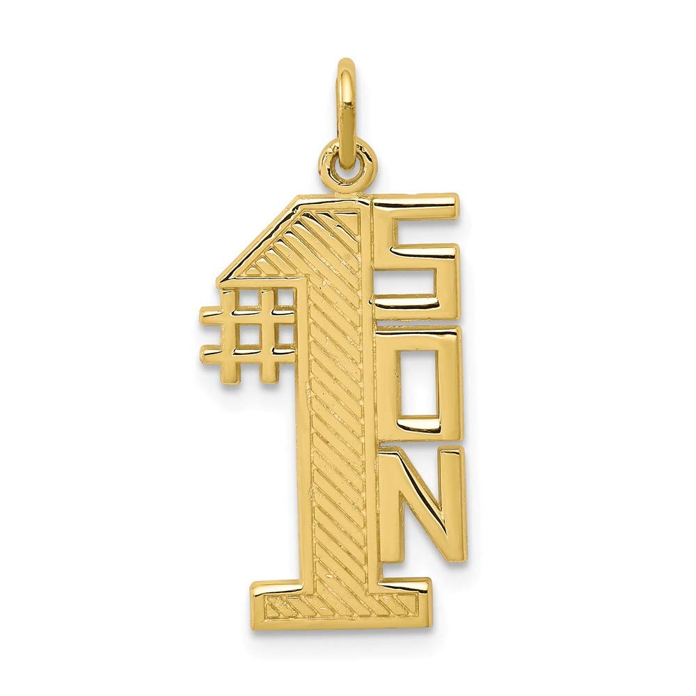 10k Yellow Gold Plated #1 Son Charm Pendant - 27mm x 11mm Elegant Lined Design - Perfect for Birthday Gifts, Graduation Presents & Mother's Day Jewelry