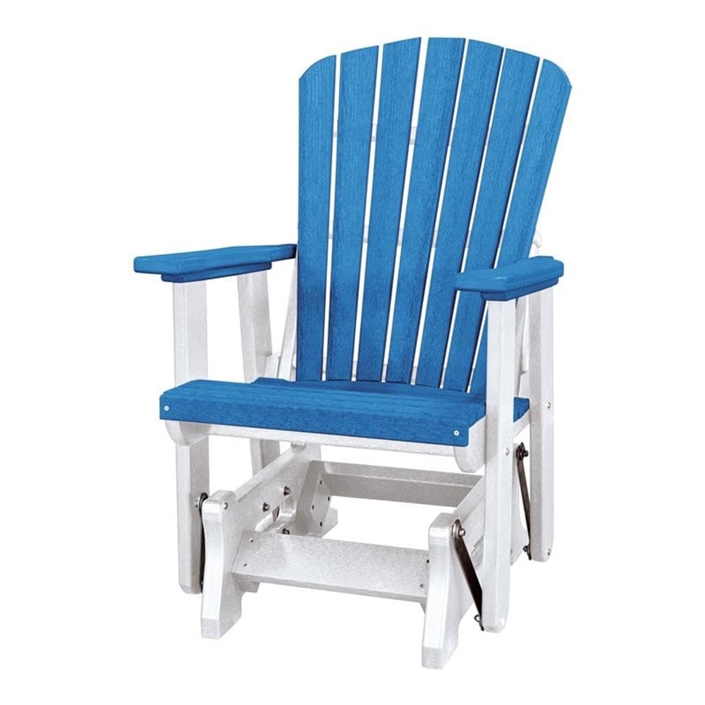 American Furniture Classics Fan Back Glider Rocking Chair - Blue Outdoor Patio Swing for Porch, Garden & Backyard Relaxation