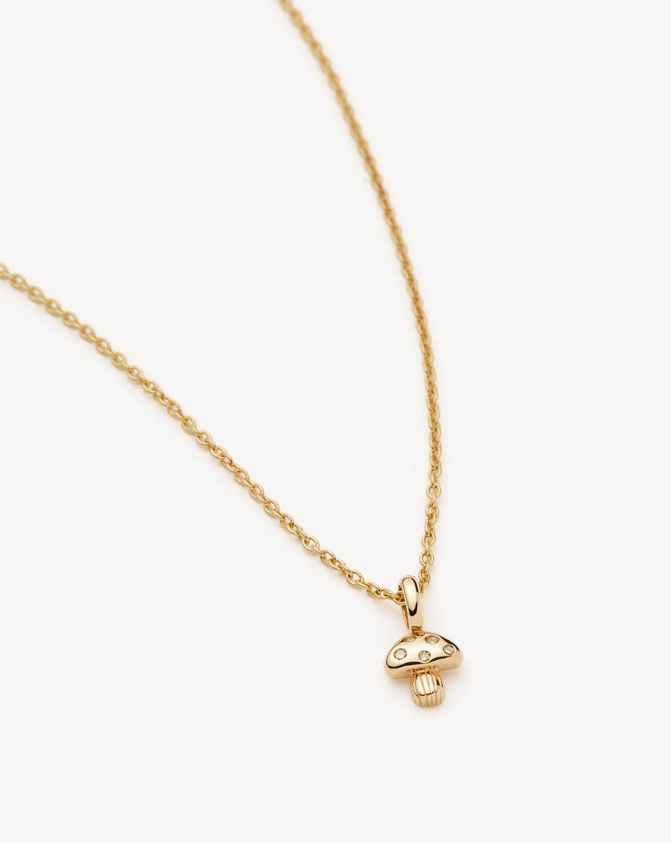 14K Solid Gold Diamond Mushroom Mini Pendant Necklace | Dainty Gold Jewelry for Women | Perfect Gift for Birthday, Anniversary & Everyday Wear