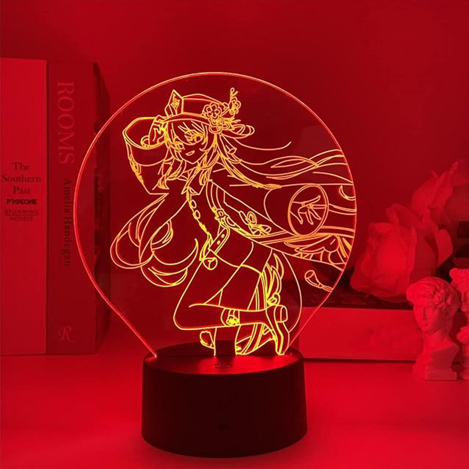 3D LED Night Light Hu Tao Figure - Anime Game Table Lamp with 16 Color Changing Remote Control, Perfect for Bedroom Decor & Genshin Impact Fans Gift | Ideal for Gaming Rooms, Kids' Bedrooms & Anime Collections