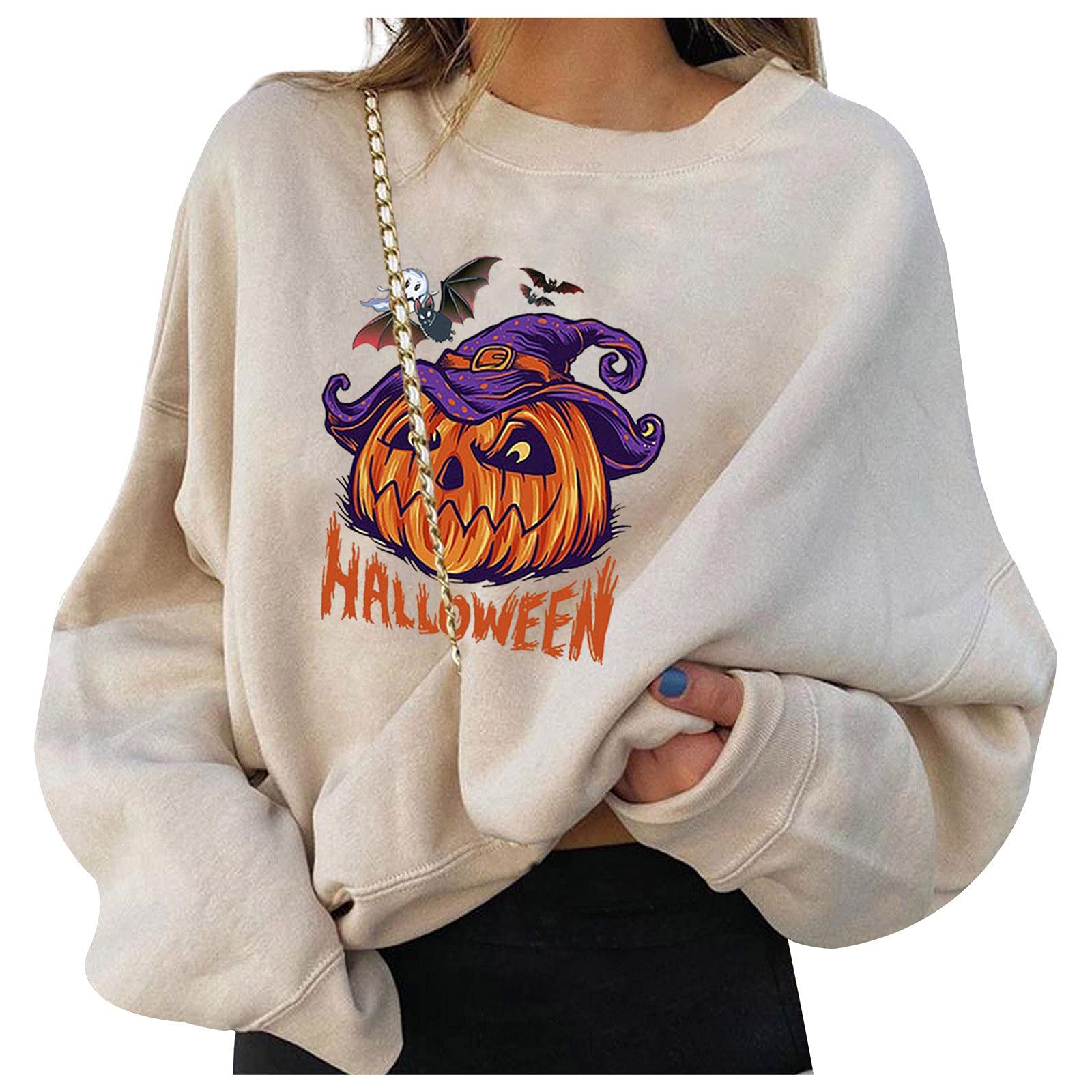 FORUU Women's Halloween Long Sleeve T-Shirt 2023 - Sexy V Neck Pullover Winter Tunic Top for Casual Wear & Holiday Parties | Cute Basic Blouse for Fall, Christmas & Costume Events