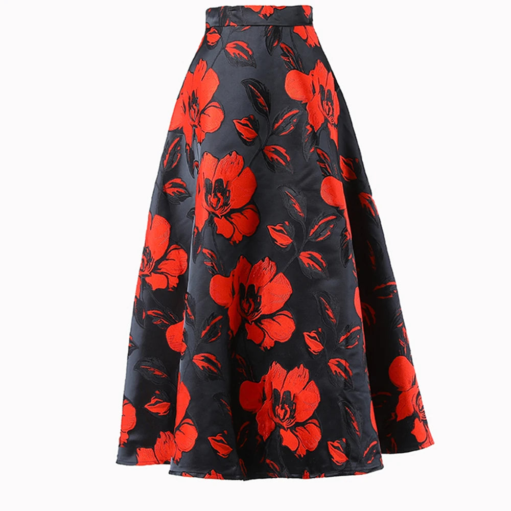 Stylish Black Casual Slim Print Colorblock Skirt for Women - Gathered Waist Flattering Design, Perfect for Autumn Outfits & Office Wear