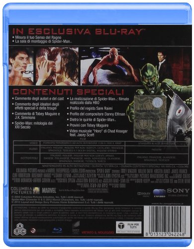 Spider-Man Blu-ray [Italian Edition] - Action-Packed Superhero Movie for Marvel Fans, Perfect for Movie Nights & Collectors