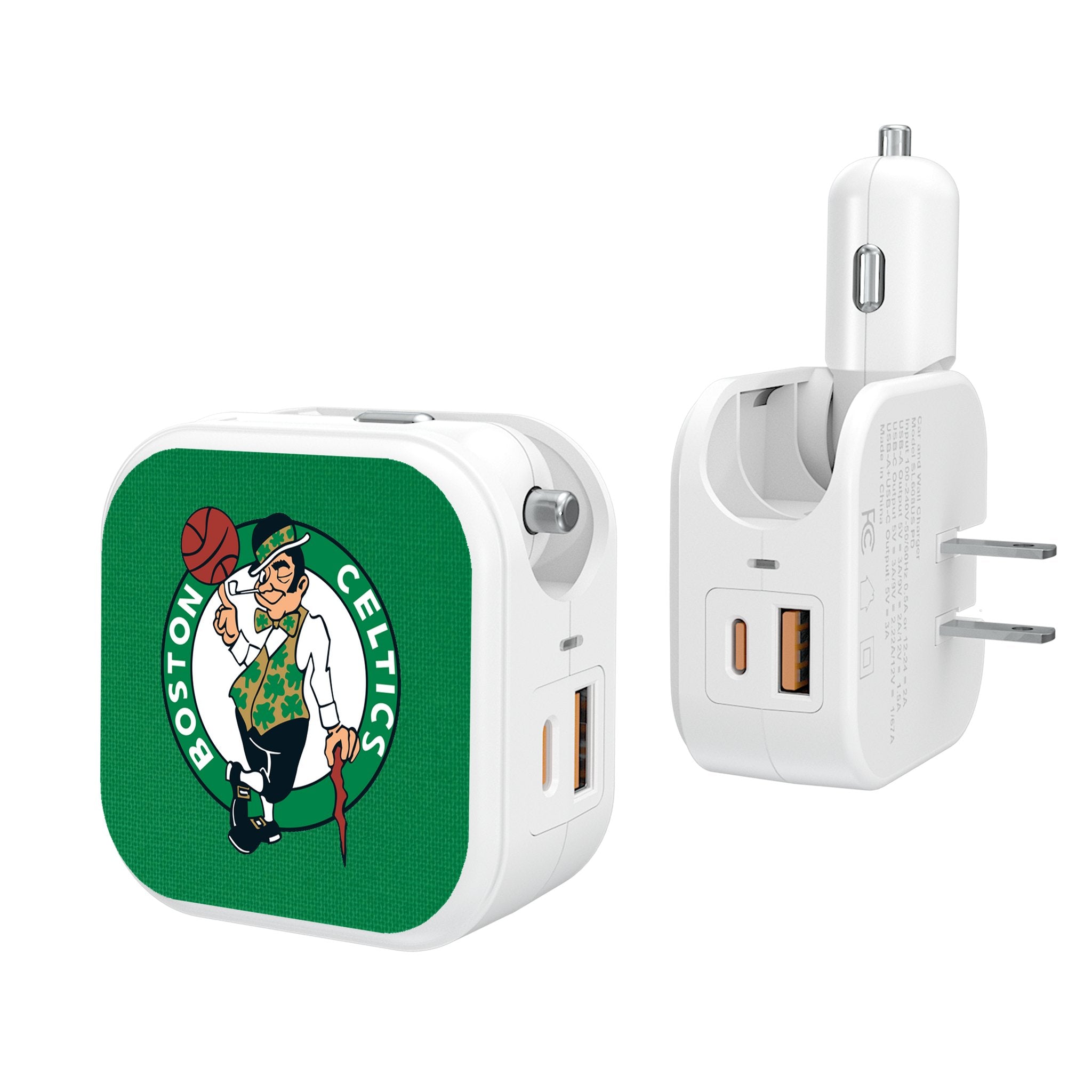 Boston Celtics 2-in-1 USB Charger - Fast Charging Cable for iPhone & Android - Perfect for Home, Office & Travel