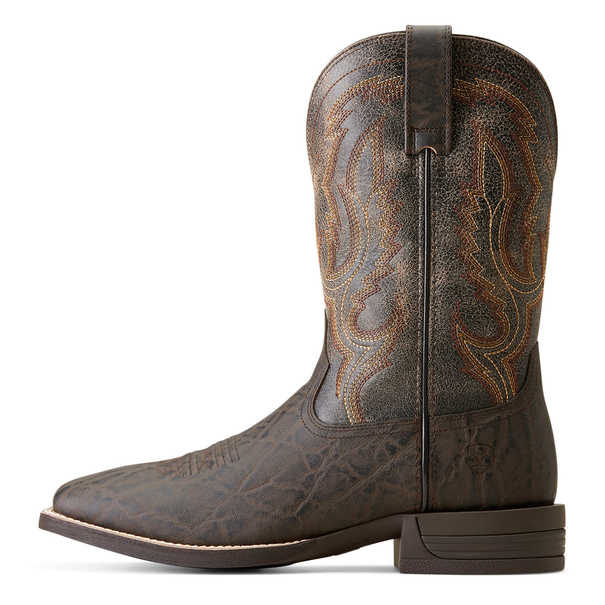 Ariat Men's Square Toe Cowboy Boots - Chocolate Brown Elephant Print Leather - Western Work & Riding Boots for Men - Durable Comfort for Ranch, Rodeo & Casual Wear