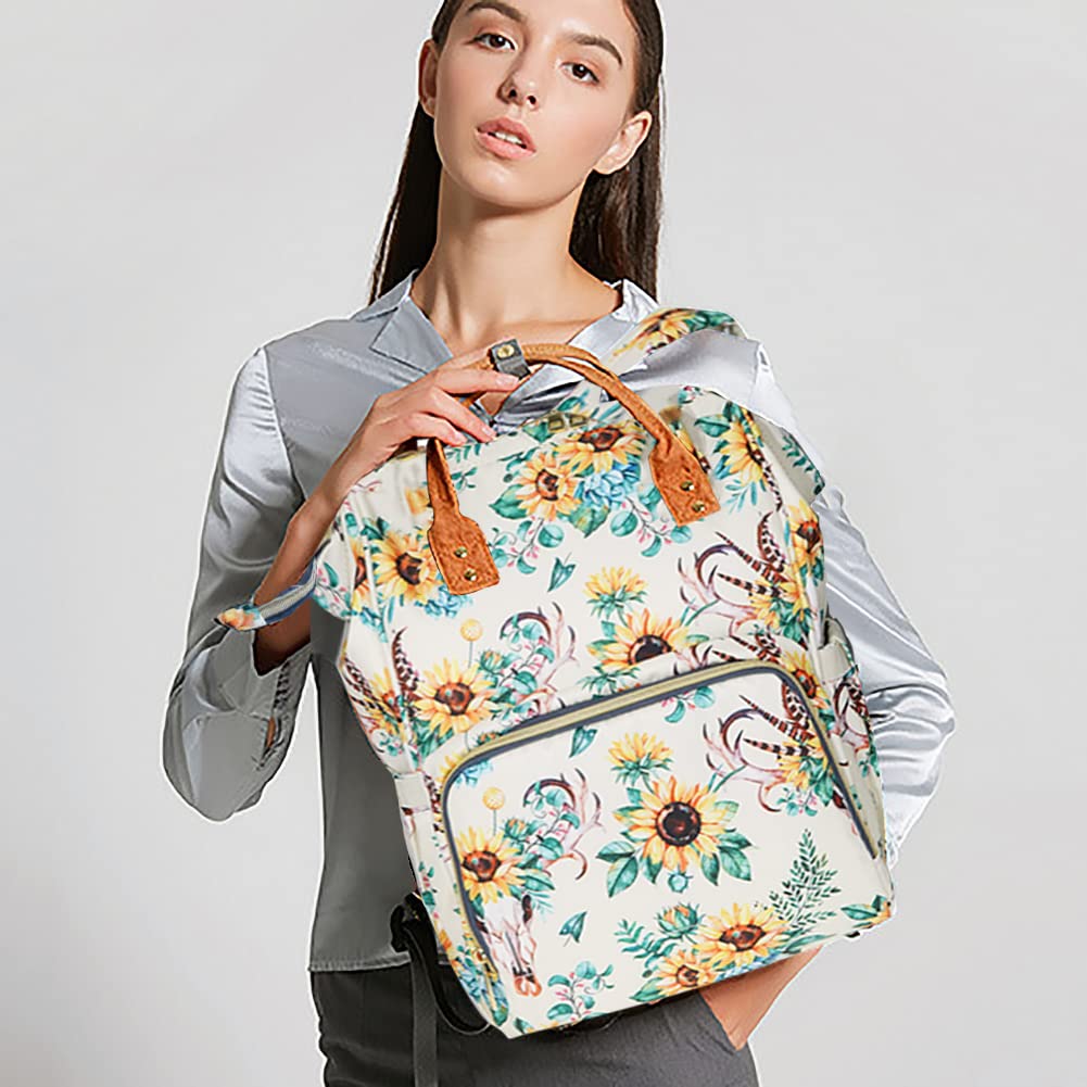 Waterproof Floral Diaper Backpack for Women - Baby Care Travel Bag with Nappy Changing Station (White) | Perfect for Moms On-The-Go, Daycare & Family Outings
