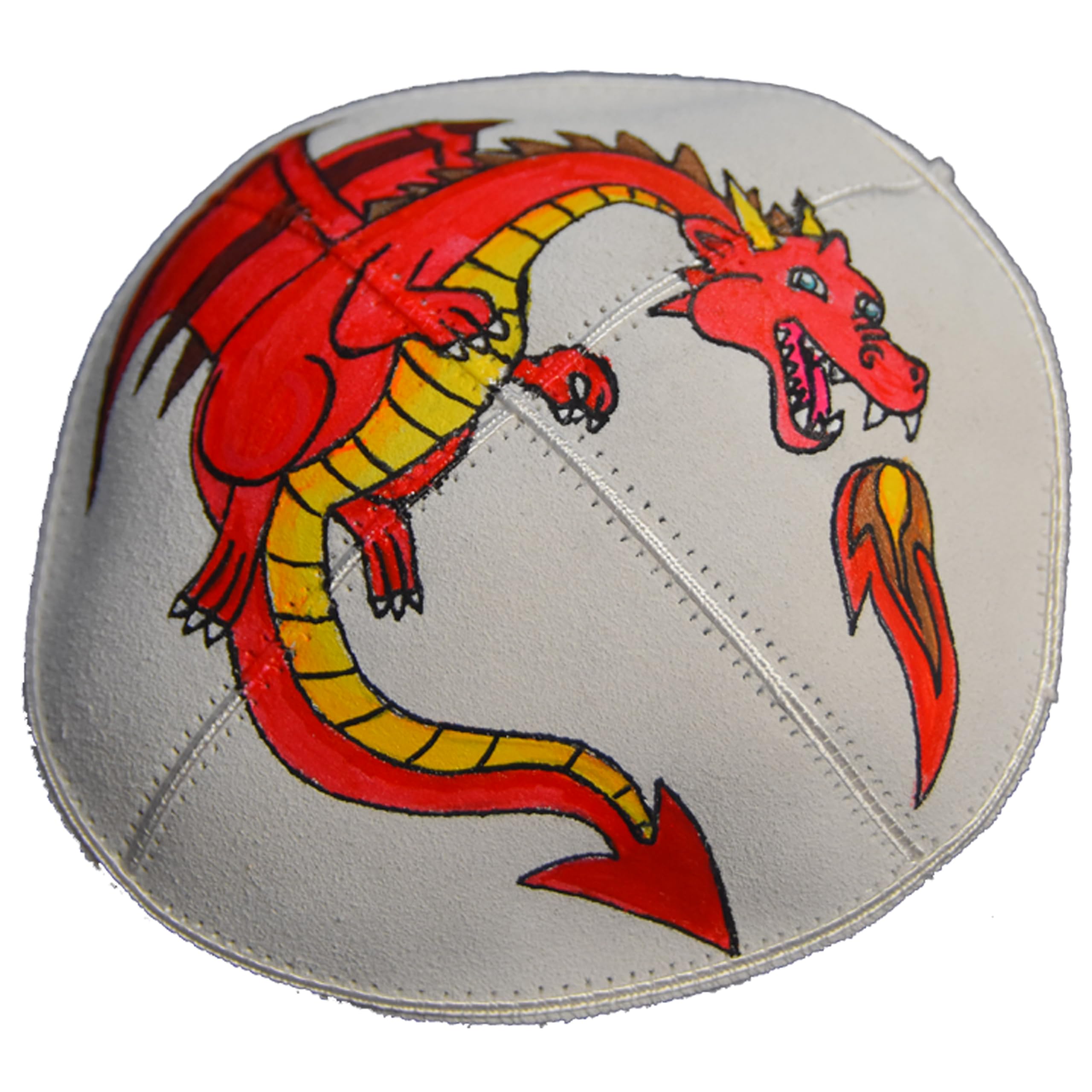 Hand-Painted Dragon Kippah (Yarmulke) - Elegant Jewish Skullcap for Bar Mitzvah, Synagogue & Special Occasions