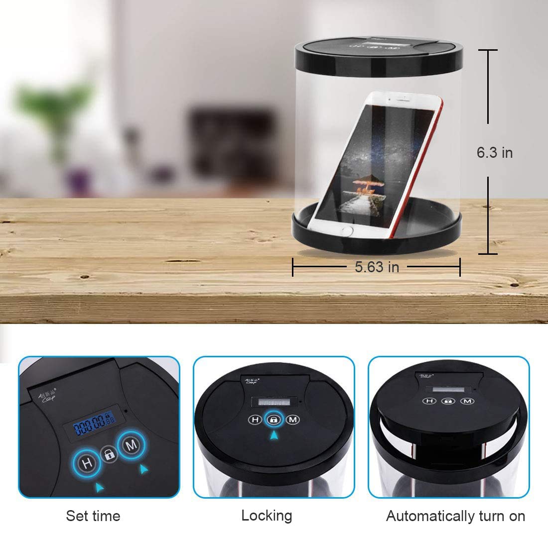 Timer Lock Container - Multi-Function Phone Time Lock Box to Prevent Smartphone Addiction | Ideal for Quitting Smoking, Alcohol, Candy & Gaming | Perfect for Home, Office & Study Focus