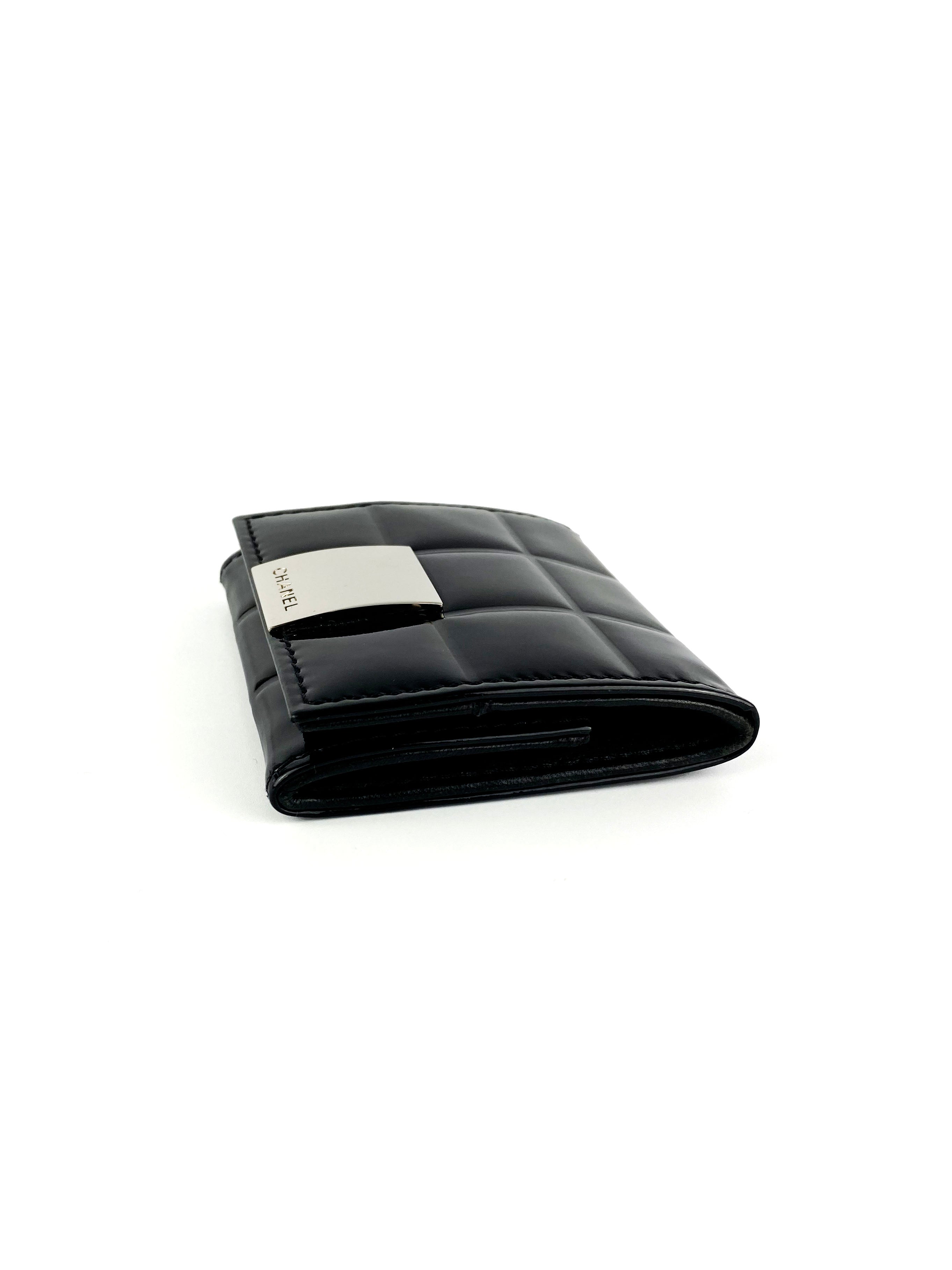 Chanel Black Patent Leather Coin Purse & Card Holder - Luxury Compact Wallet for Women, Perfect for Everyday Use, Travel, and Gift Giving