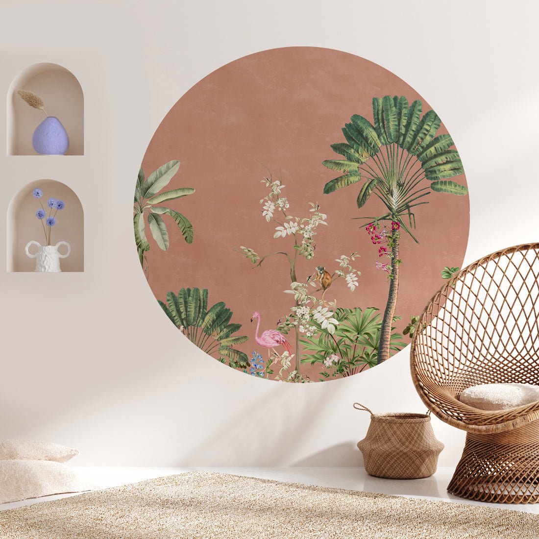 Vibrant Exotics Round Wall Stickers - Decorative Vinyl Decals for Home, Nursery, Office & Kids Room Decor - Easy to Apply & Remove