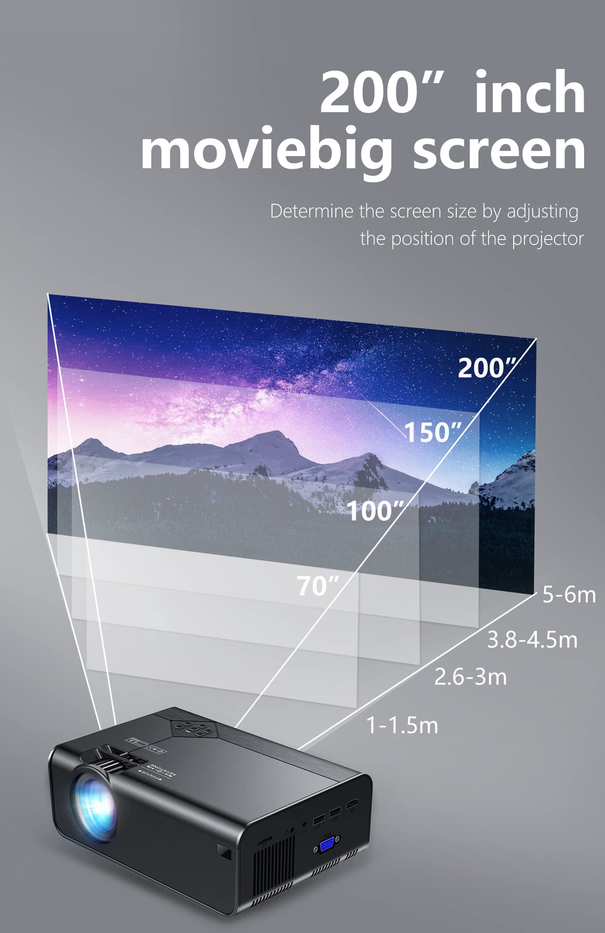 ASDNN 1080P HD Portable Mini Projector - 200