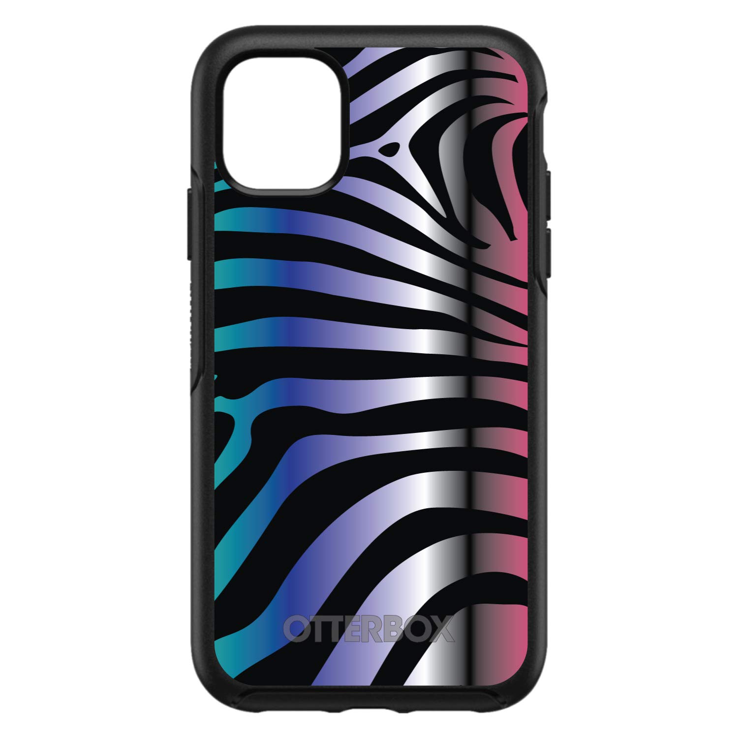 DistinctInk iPhone 12/12 Pro Case (6.1 Inch) - Slim Protective Phone Cover with Shock Absorption - Black Pink Teal Blue Zebra Patterns - Perfect for Work, Travel & Everyday Use