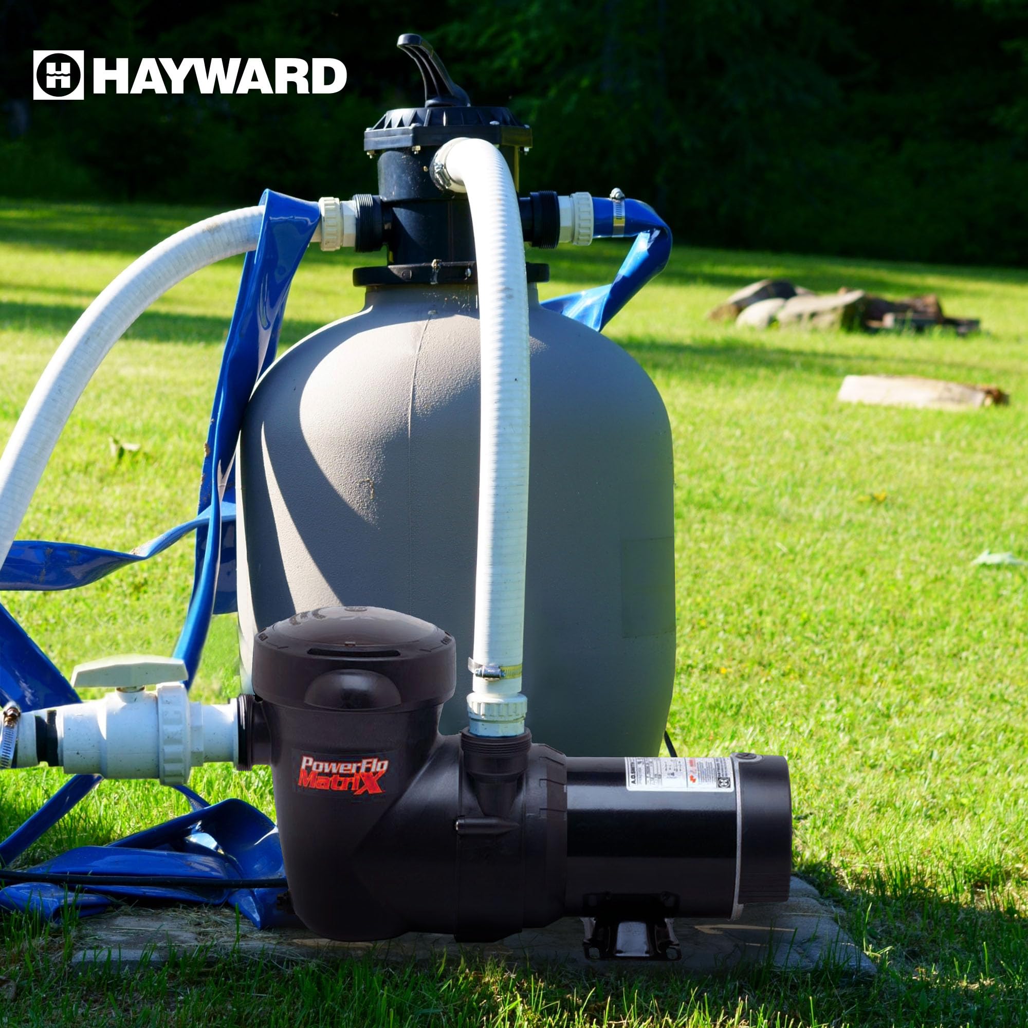 Hayward W3SP1593 PowerFlo Matrix 1.5 HP Above Ground Pool Pump - High Performance Swimming Pool Water Circulation System for Inground & Above Ground Pools - Perfect for Backyard, Residential & Commercial Use