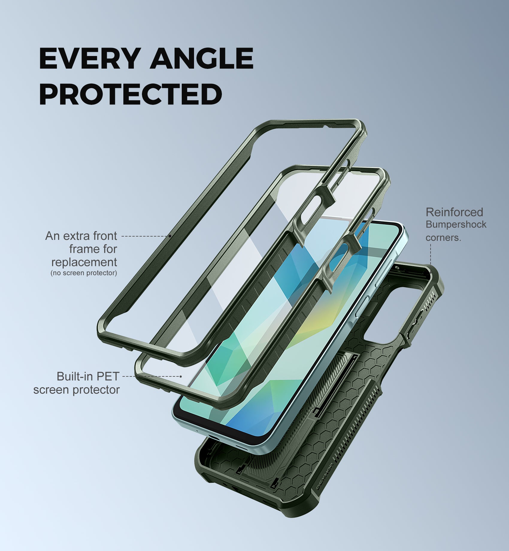Durable Samsung Galaxy A16 Case with Screen Protector - Heavy Duty Shockproof Rugged Cover, Full Body Bumper & Kickstand | Perfect for Outdoor Activities, Work & Travel Protection