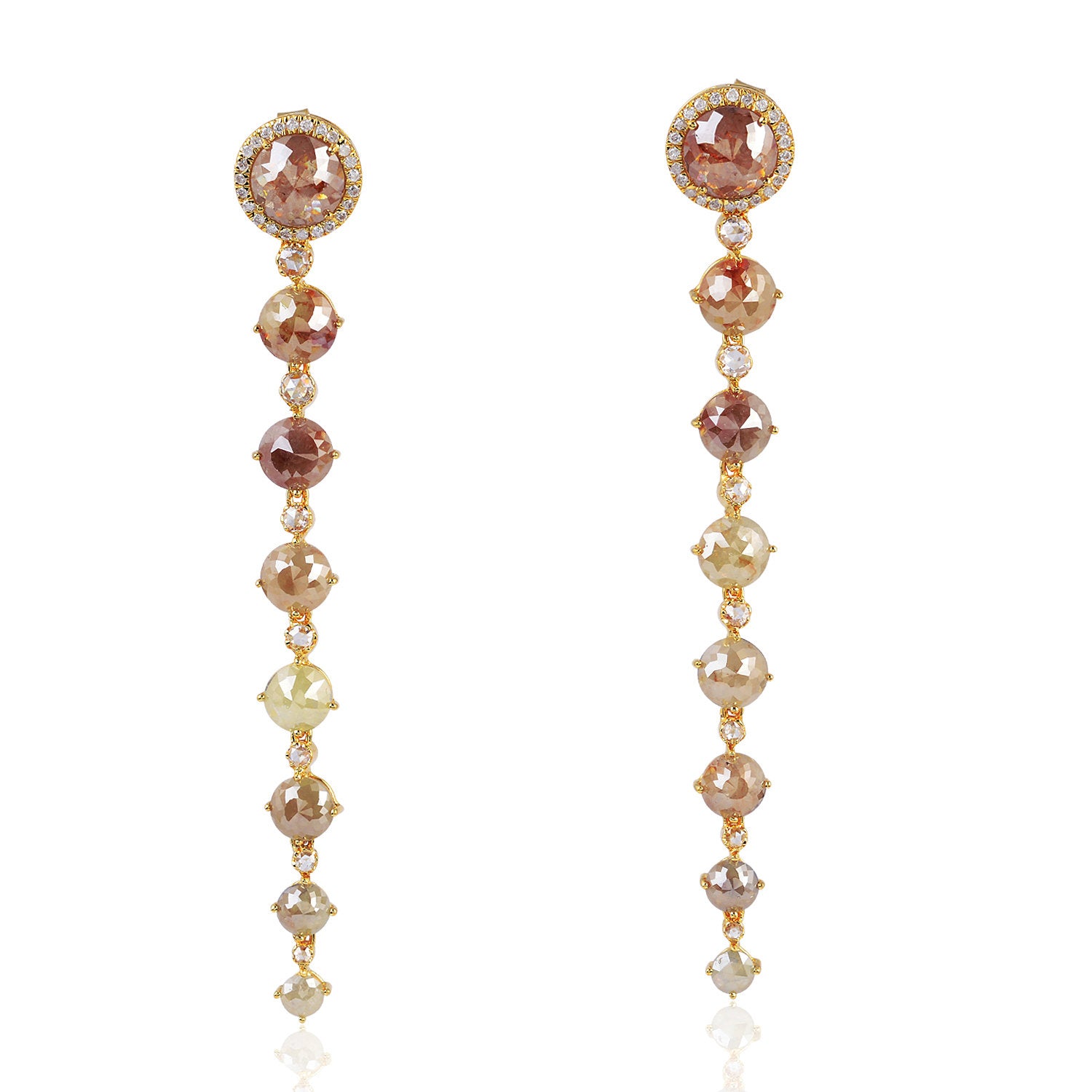 18K Yellow Gold Ice Diamond Partywear Long Dangler Earrings for Women - Perfect for Weddings, Parties & Special Occasions