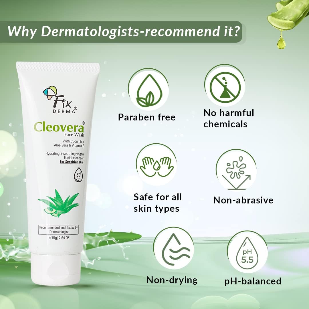 Cleovira Aloe Vera Face Wash with Vitamin E & Hydrating Gel - Gentle Cleanser for Dry, Sensitive & All Skin Types - Men & Women - 75g | Daily Skincare Routine, Morning & Night Face Wash