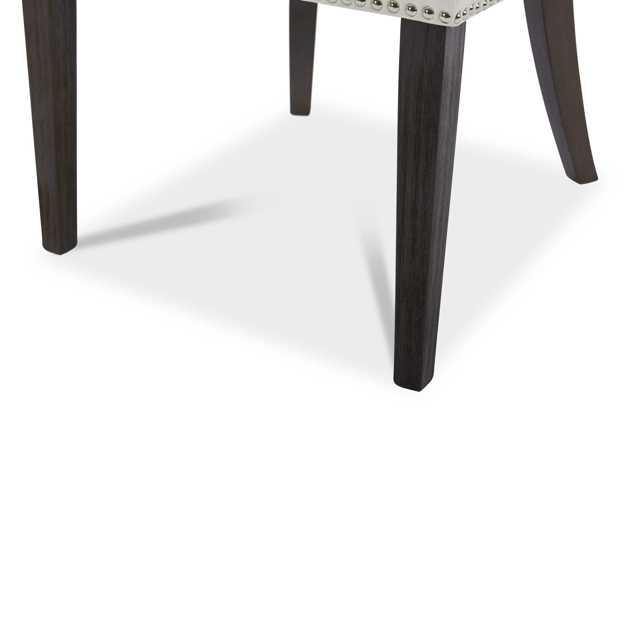CHITA Farmhouse Dining Chairs with Nailhead Trim - Set of 2 White Faux Leather High Back Upholstered Chairs for Kitchen, Dining Room & Breakfast Nook | Comfortable Seating for Family Meals & Entertaining Guests