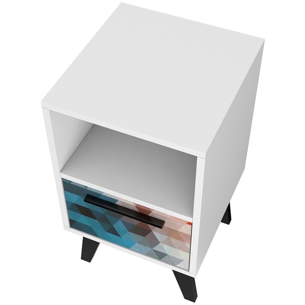 1-Drawer Modern Engineered Wood Nightstand in Multi-Color - Stylish Bedside Table for Bedroom, Living Room & Office - Compact Storage Solution with Sleek Design