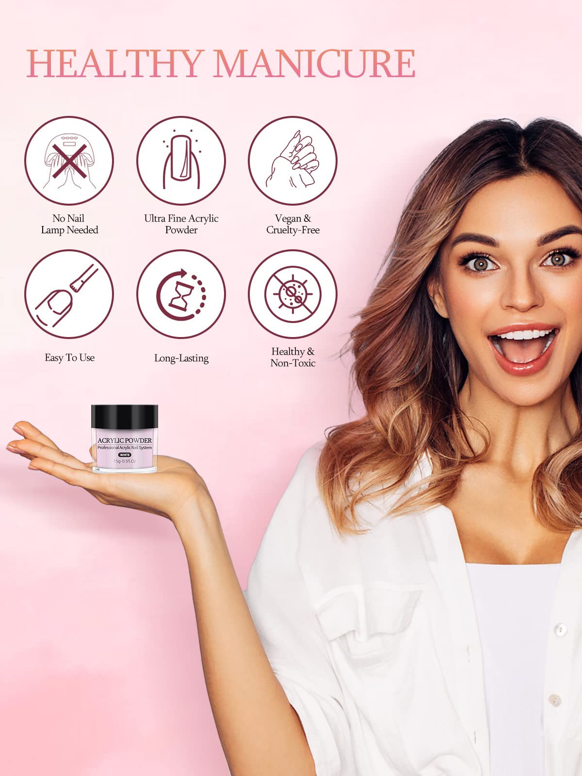 Professional Acrylic Nail Kit Set with Pink, White & Clear Powder - DIY Manicure Supplies for Salon & Home Nail Art | Perfect for Beginners & Professionals
