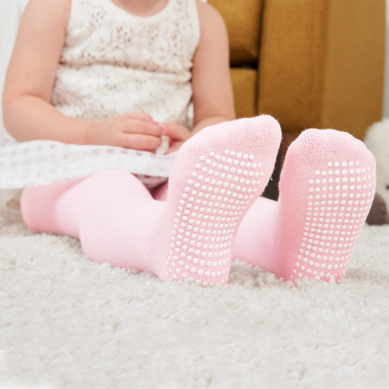 Century Star Non-Slip Baby Tights for Toddlers & Infants - Soft Cotton Leggings for Girls 0-24 Months | Perfect for Playtime, Daycare & Family Outings