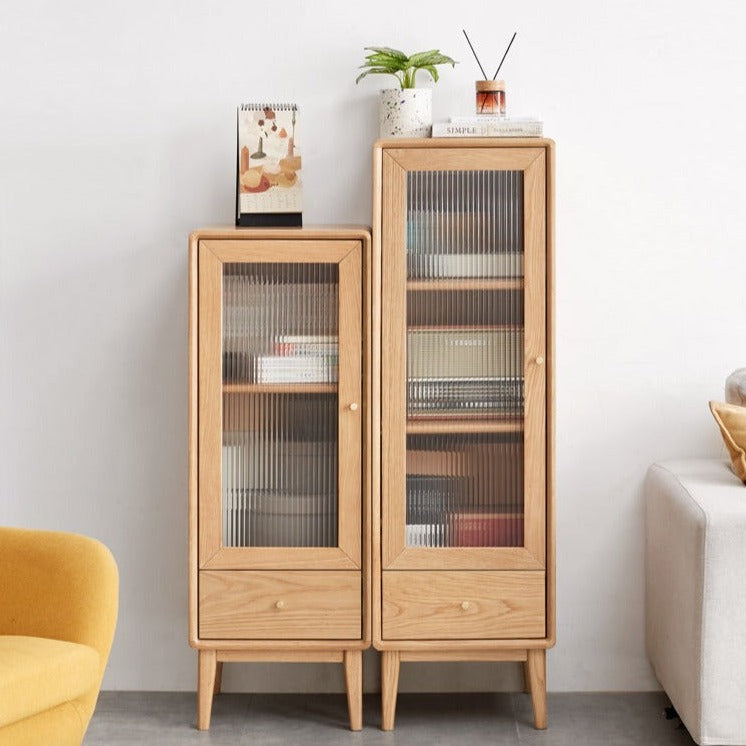 Solid Oak and Pine Wood Side Cabinet - Rustic Nightstand, Bedside Table, or Entryway Storage - Perfect for Bedroom, Living Room, or Hallway