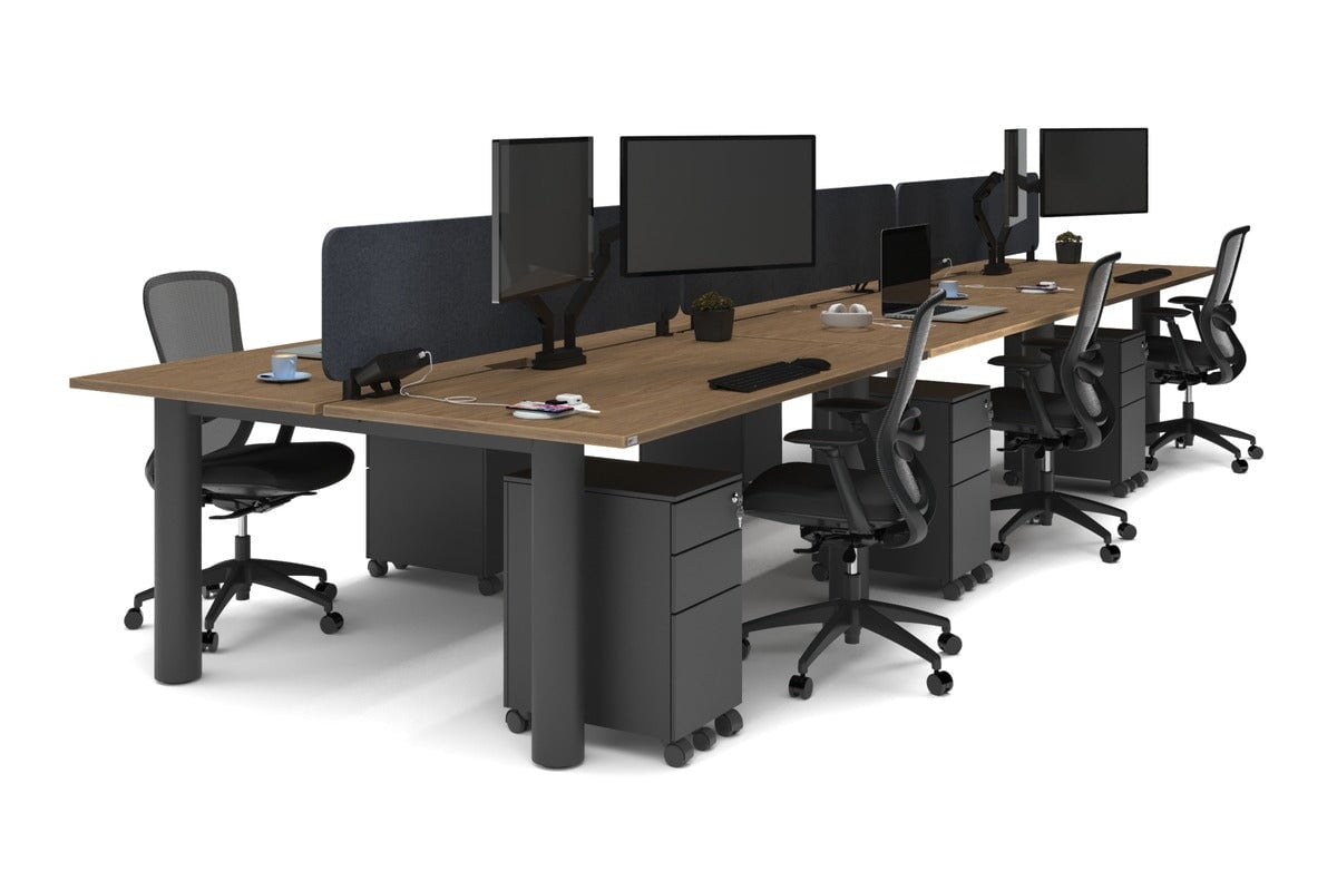 Quadro Cylinder Leg 6-Person Office Workstation Desk - 1800L x 800W with Cable Management - Modern Office Furniture for Collaborative Workspaces & Team Meetings