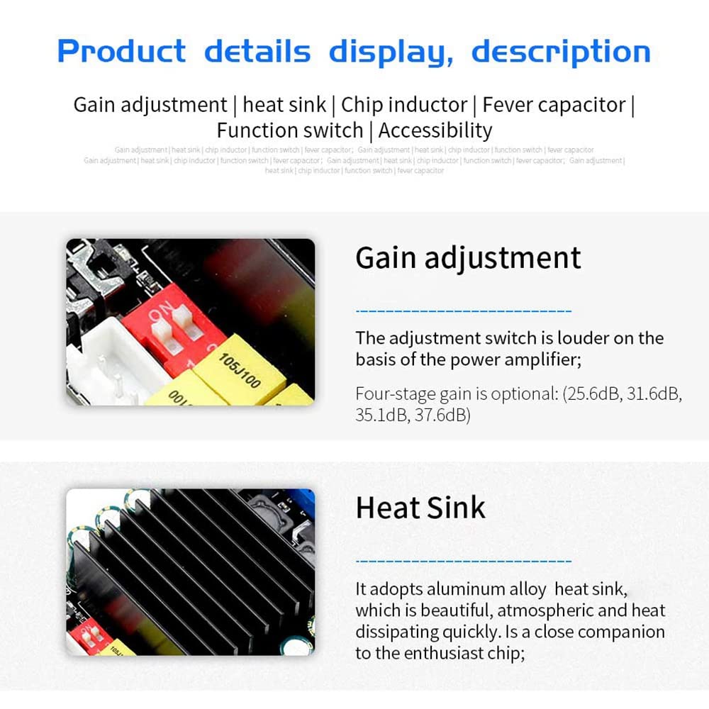Waiecnksa TDA7498 Digital Audio Amplifier Board - 2.0 Channel Class D Stereo HiFi Amp, 2x100W Power, DC 12-36V Input - Perfect for Home Theater, Car Audio & DIY Speaker Projects