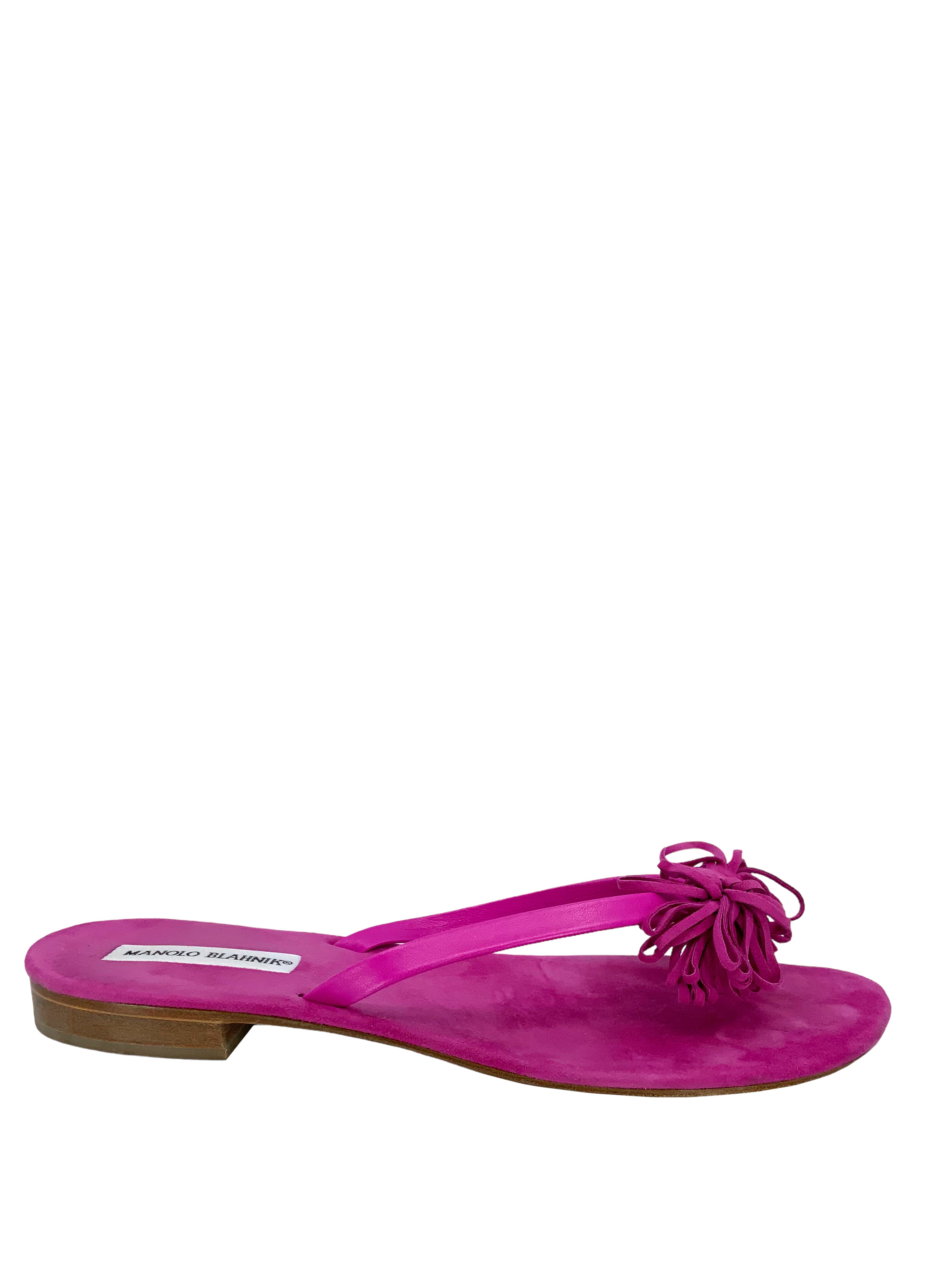 Manolo Blahnik Suede Tassel Thong Sandals for Women - Size 11 | Comfortable Summer Flip Flops for Beach, Pool & Casual Outings