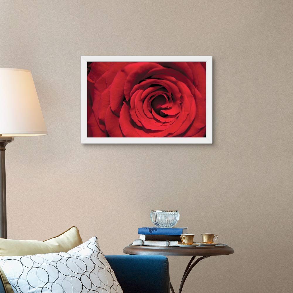 Red Rose Detail White Framed Art Print - Elegant Floral Wall Decor for Living Room, Bedroom & Office