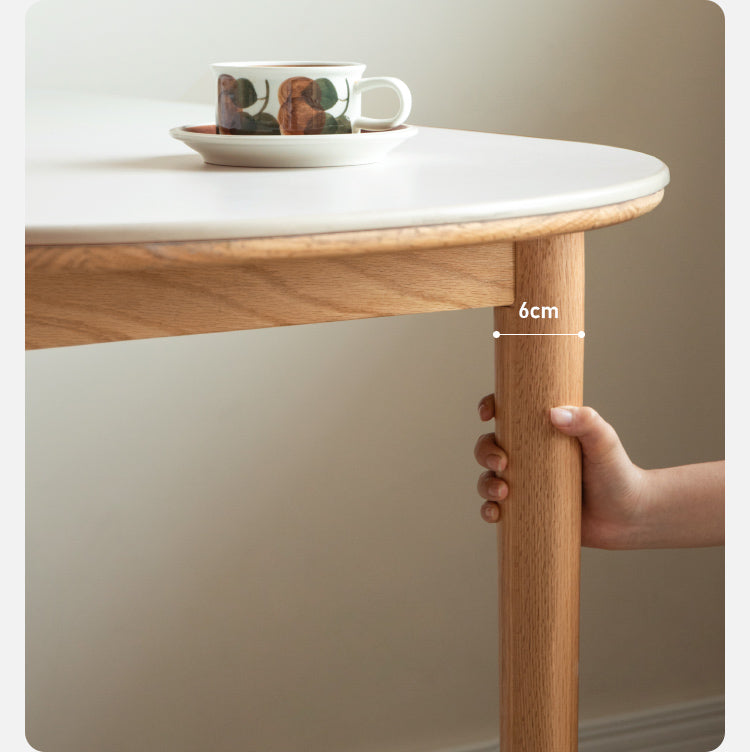 Solid Oak Wood Rock Slab Semi-Circular Dining Table - Rustic Modern Farmhouse Style for Kitchen, Dining Room & Outdoor Patio