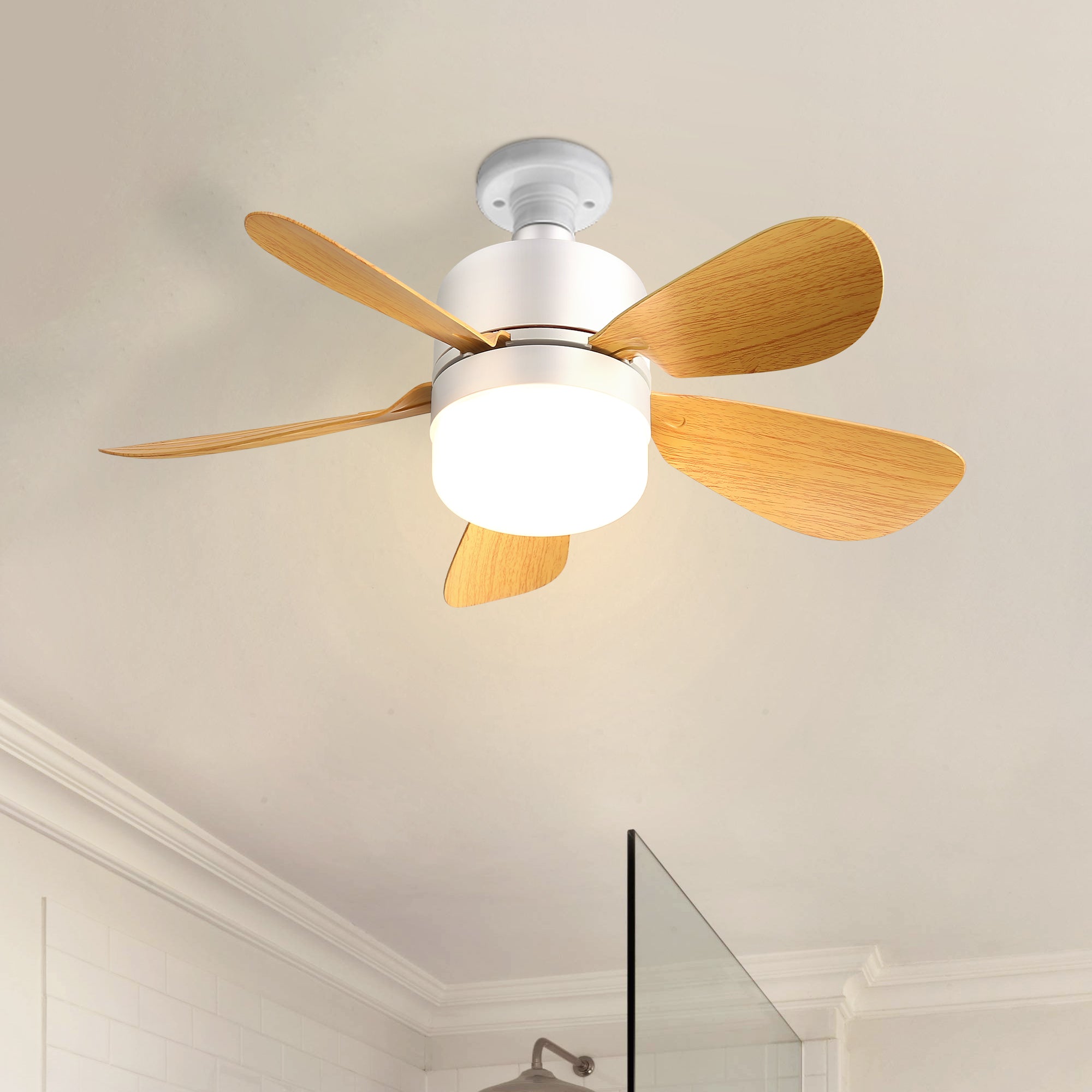 16 Inch Smart Ceiling Fan with Dimmable LED Light and Remote Control - 2 in 1 Screw Mount - Quiet DC Motor - Perfect for Bedroom, Living Room, and Outdoor Patio