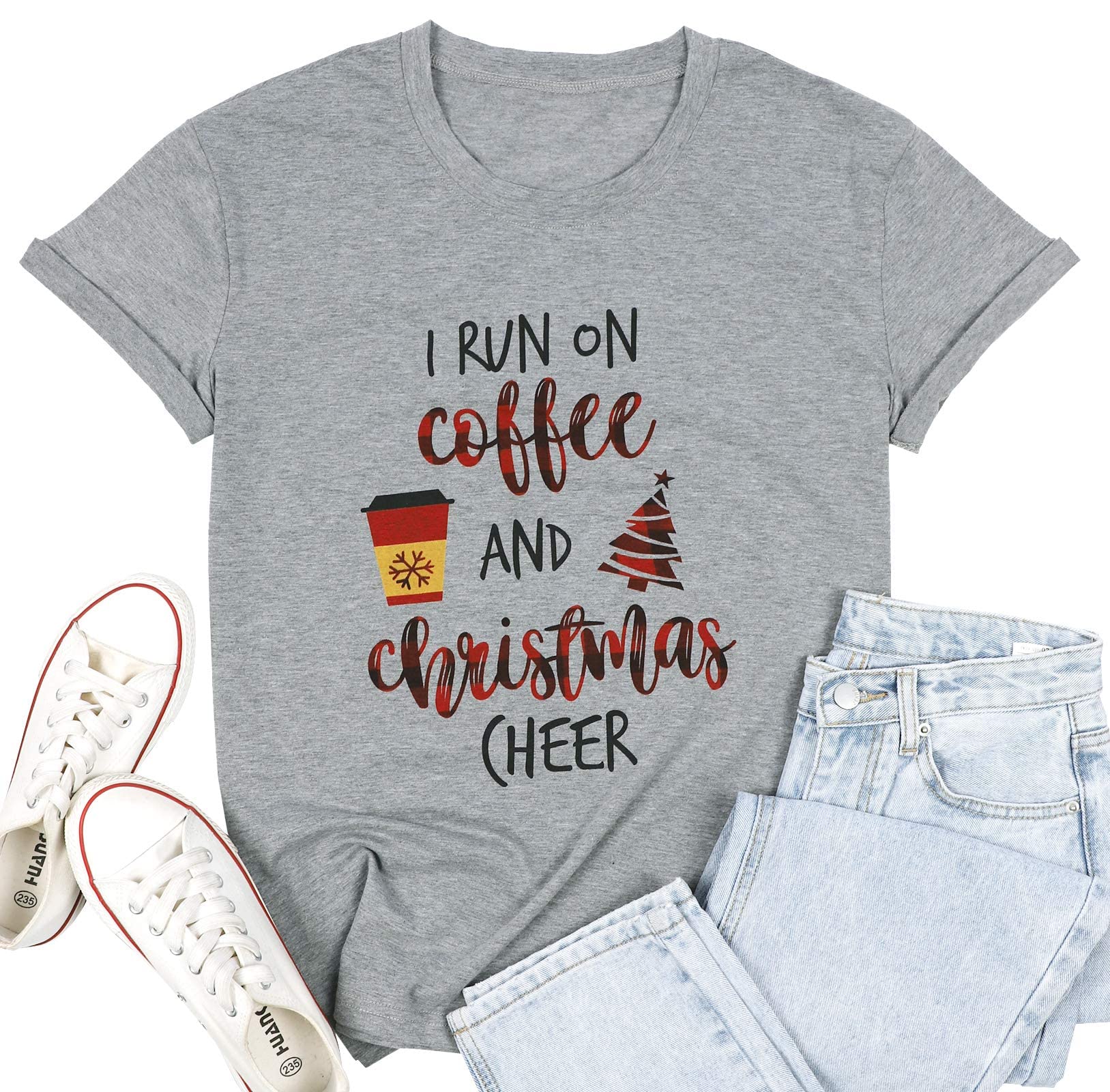 LUKYCILD Women's Christmas Shirts - Festive Holiday Tops for Teachers & Women | Xmas Tees for Holiday Parties, Family Gatherings & Gift Giving