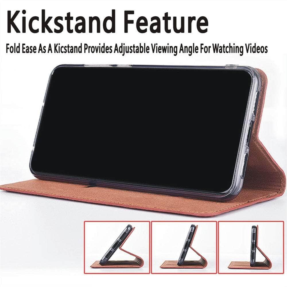 Premium Genuine Leather Magnetic Case for Samsung Galaxy S22 with Kickstand - Perfect for Work, Travel & Everyday Protection