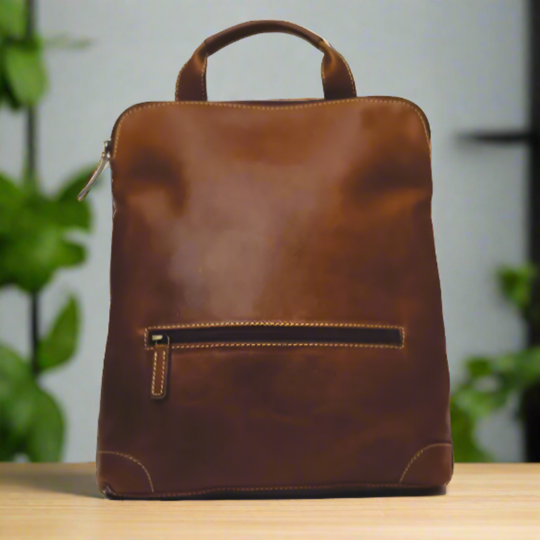 Durable Leather Backpack for Men & Women - Waterproof Travel Hiking Laptop Bag - Perfect for Outdoor Adventures, Commuting & Daily Use