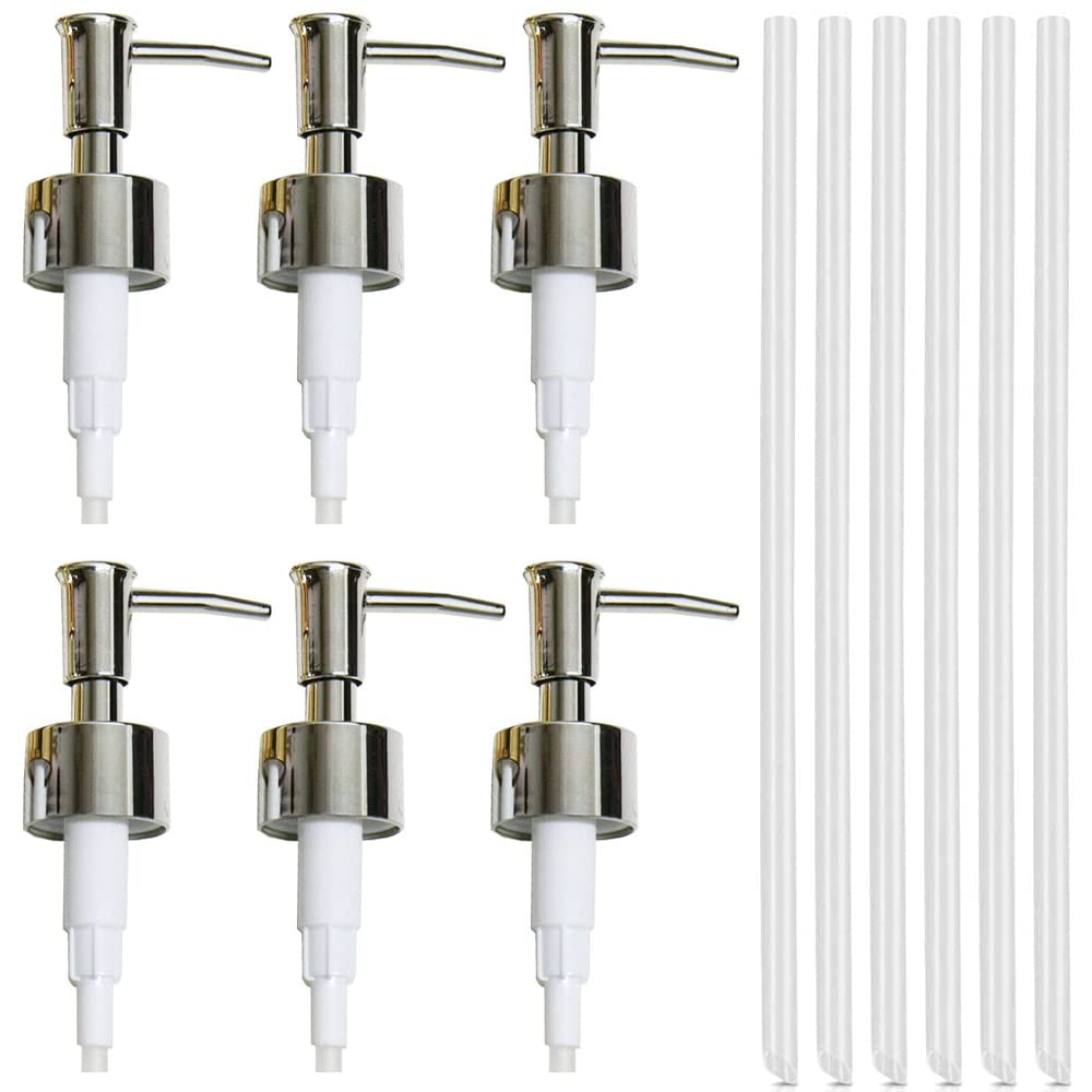 6-Piece Universal Soap Pump Dispenser Set - Replacement Foaming Soap Pump Heads for Bottles, Shampoo & Lotion Dispensers - Ideal for Home, Hotel & Salon Use
