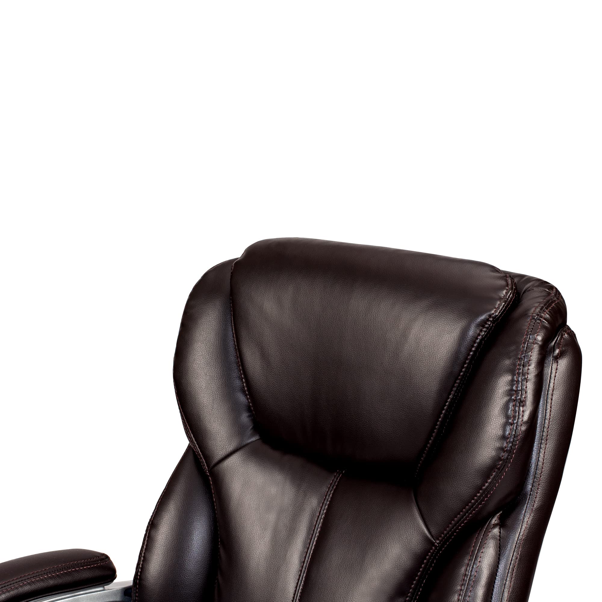 Poundex Blake Ergonomic Office Chair - Adjustable Height, Brown Leather Executive Desk Chair for Home & Office Workspace - Perfect for Long Hours Sitting, Computer Work, and Video Conferencing
