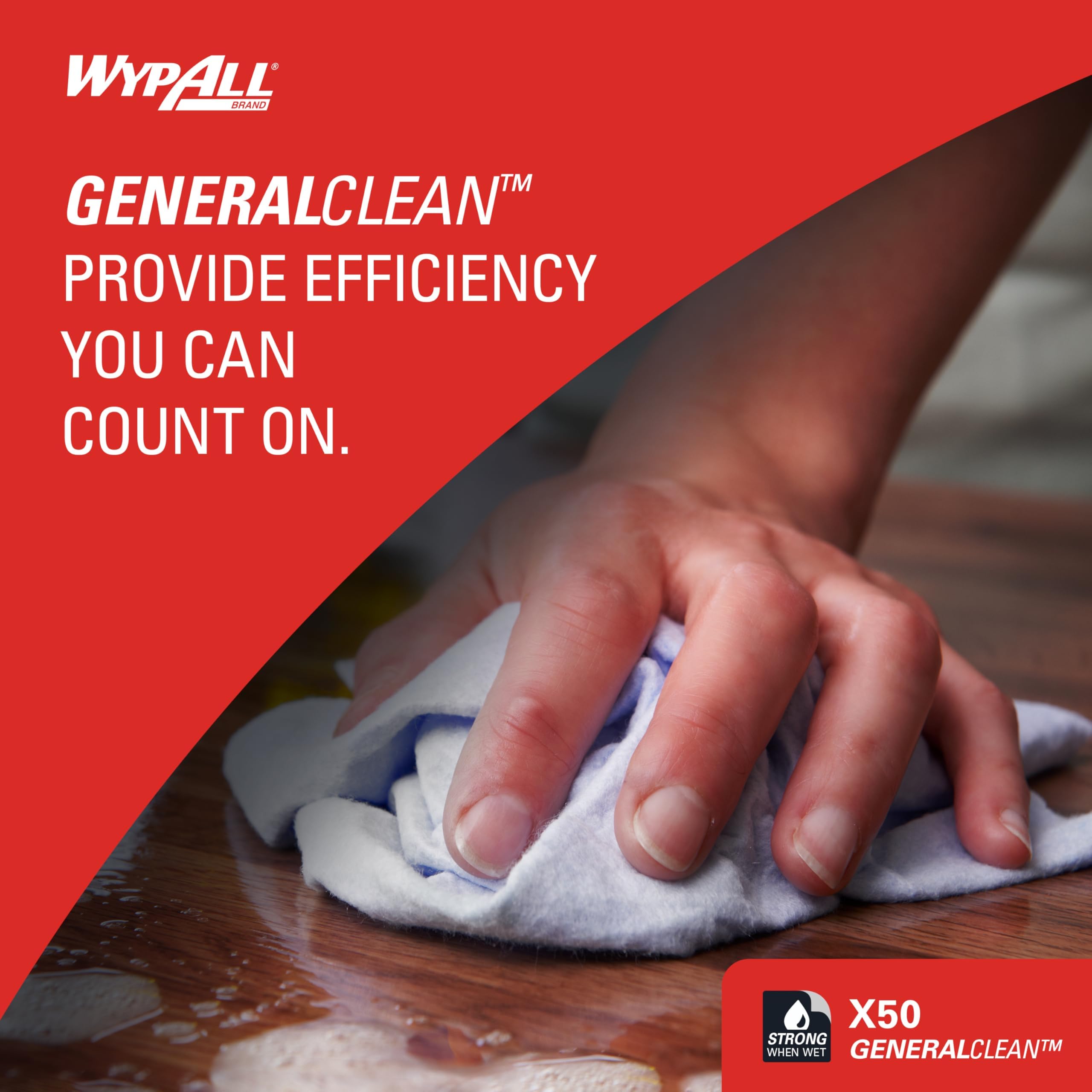 WypAll GeneralClean X50 Heavy-Duty Cleaning Wipes (35015) - Jumbo Roll with 1,100 Strong, Absorbent White Towels for Industrial & Home Use - Perfect for Workshops, Kitchens & Automotive Cleaning