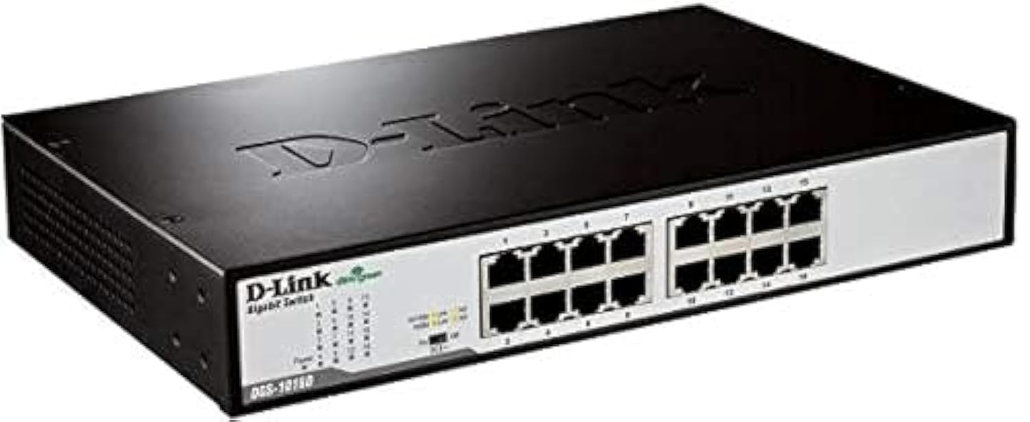 D-Link DGS-1016D 16-Port Gigabit Ethernet Switch | 10/100/1000 Mbps | Rack Mountable | Unmanaged Network Switch for Home Office, Small Business & Gaming Setup