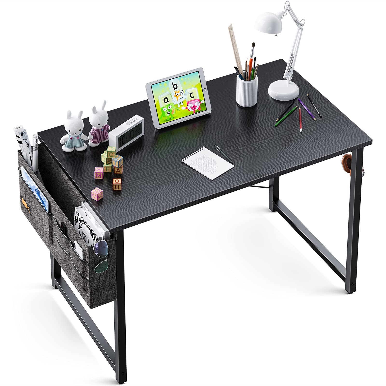 ODK 31-Inch Computer Writing Desk - Sturdy Home Office Table with Storage Bag & Headphone Hook, Black | Perfect for Small Spaces, Remote Work & Gaming Setup