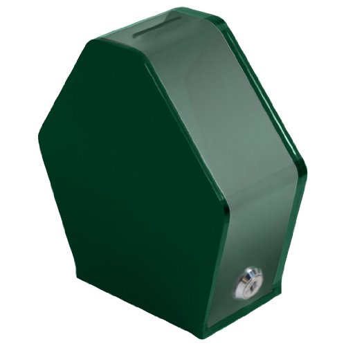 Pentagon Acrylic Charity Donation Box with Lock - Secure Ballot Collection Box for Events, Tips Container for Restaurants - Durable Green Transparent Voting Box for Fundraising, Churches & Businesses