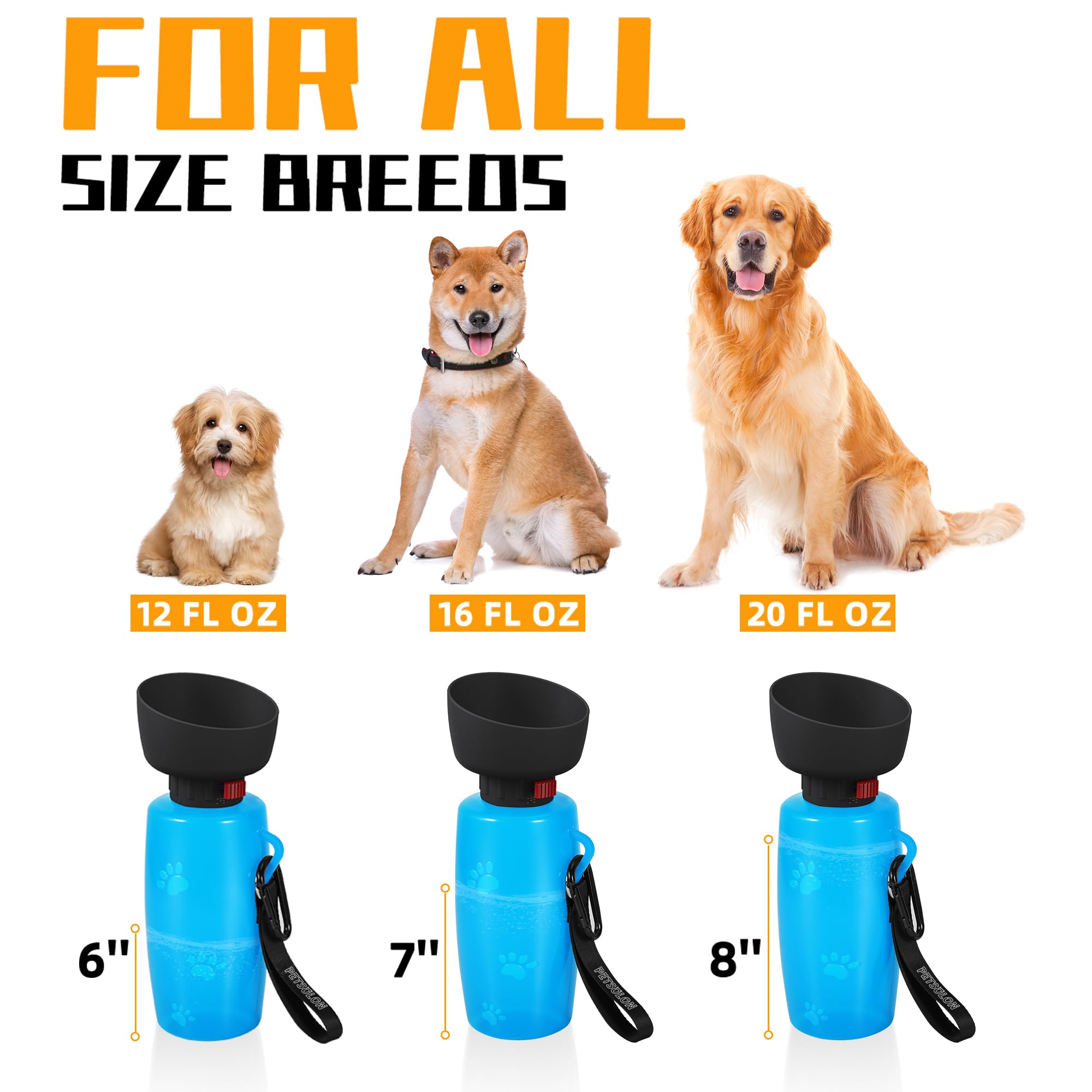 28oz Leak Proof Dog Water Bottle with Bowl - Portable Pet Water Dispenser for Travel, Hiking & Outdoor Use