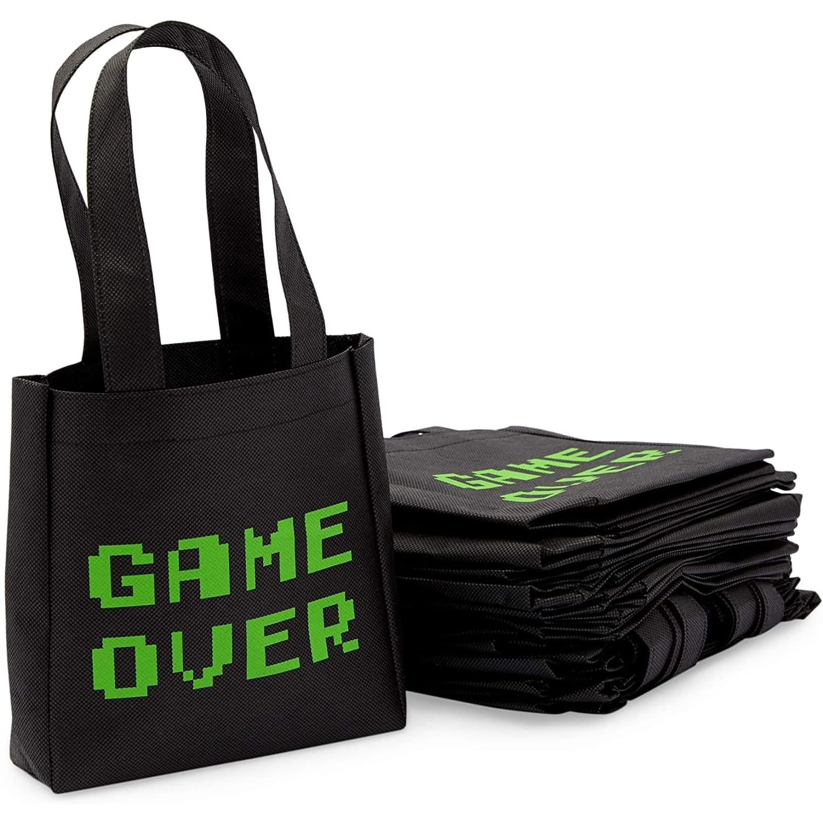 BLUE PANDA Video Game Party Favor Bags for Boys - 24 Pack Gaming Themed Canvas Gift Bags (6.5x7x2 inches) - Perfect for Birthday Parties, Game Nights & Gamer Gifts