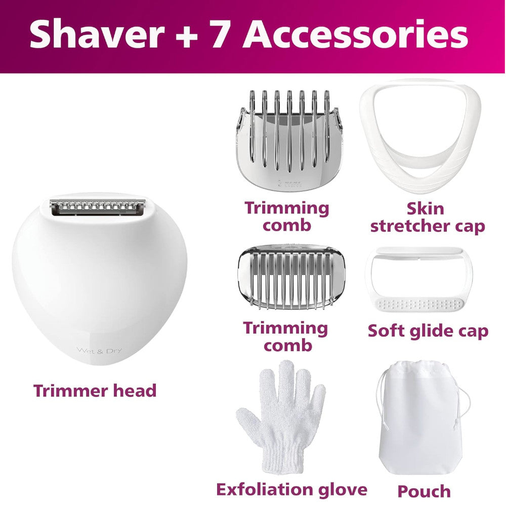 PHILIPS BRL146/00 Lady Shaver Series 6000 Cordless Wet & Dry Electric Razor for Women - Perfect for Travel, Gym & Quick Hair Removal at Home
