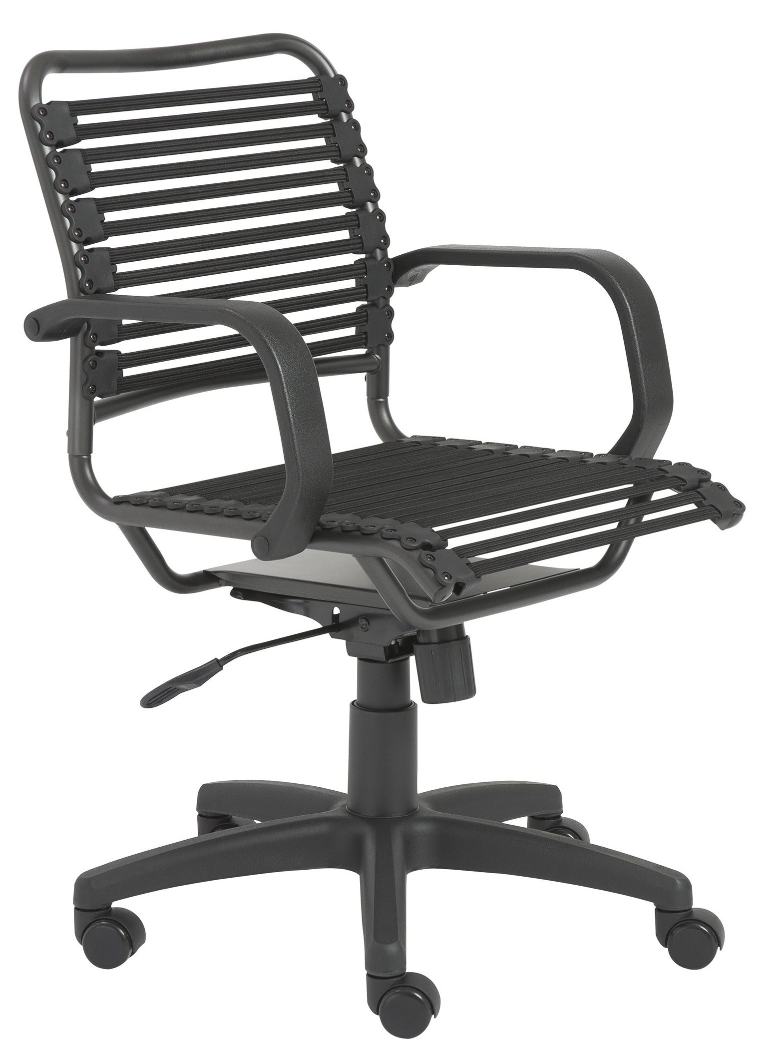 Ergonomic Bungie Flat Mid Back Office Chair - Black Mesh with Graphite Frame & Swivel Base | Comfortable Desk Chair for Home Office, Gaming & Workspace