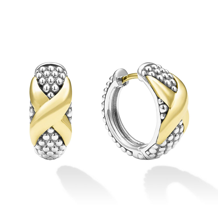 Two Tone X Huggie Earrings - Gold & Silver Hoop Earrings for Women, Minimalist Everyday Jewelry - Perfect for Work, Date Night & Casual Outings